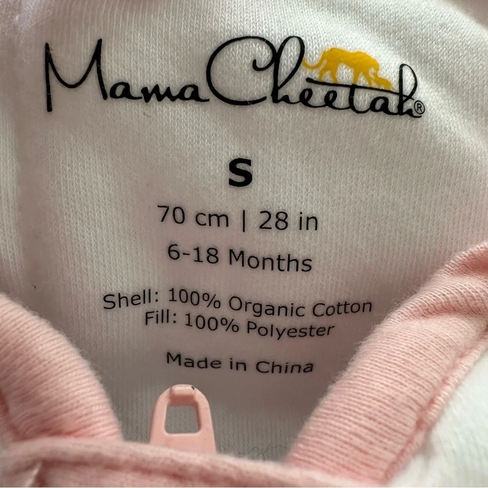 Mama Cheetah Baby Small 6-18 months Organic Cotton Footed Zip Up‎ Sleeper Sack